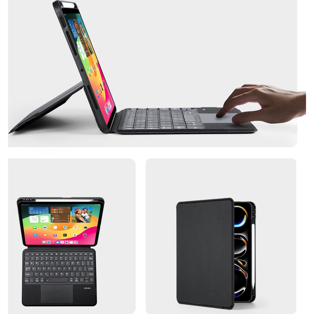 Etui z klawiaturą Bluetooth 5.0 Dux Ducis (seria DK) do iPad Pro 11" 5 gen. 2024, czarne.
